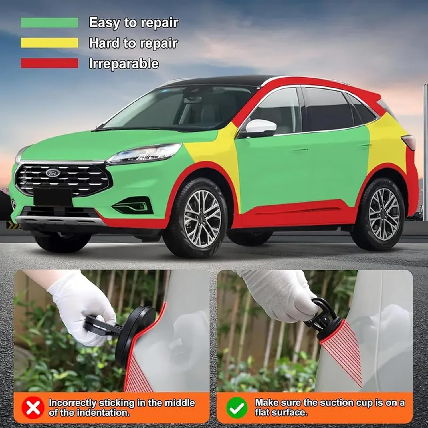 Auronp Dent Puller,Car Dent Puller,3 Pack Handle Lifter,Powerful Car Dent Remover,Suction Cup Dent Puller and Paintless Dent Repair Kit for Car Body Dent 5.4in
