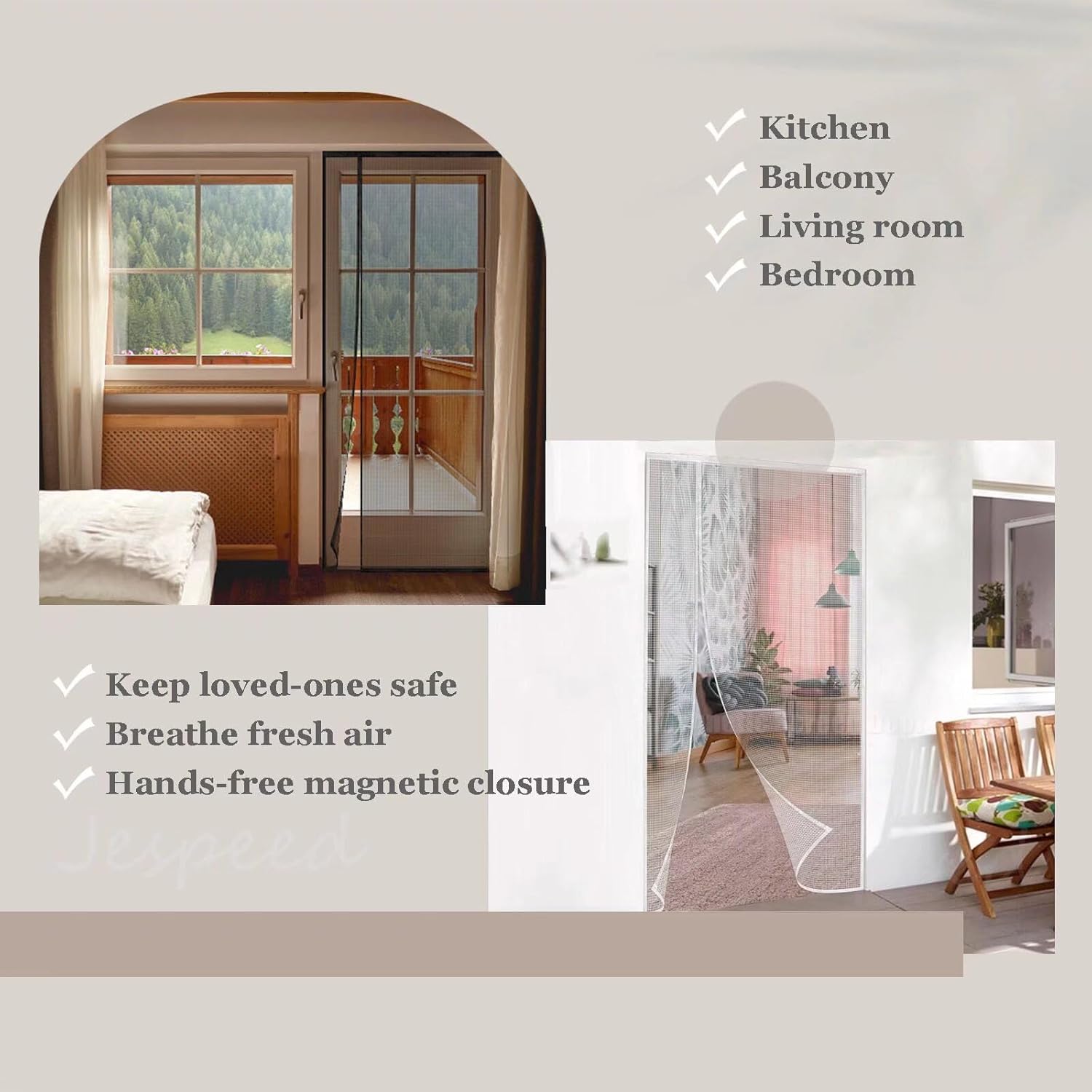 Magnet Balcony Door Protection Screen 110x190cm Black for Sliding Door Balcony Door Patio Door, Adhesive Mounting Without Drilling
