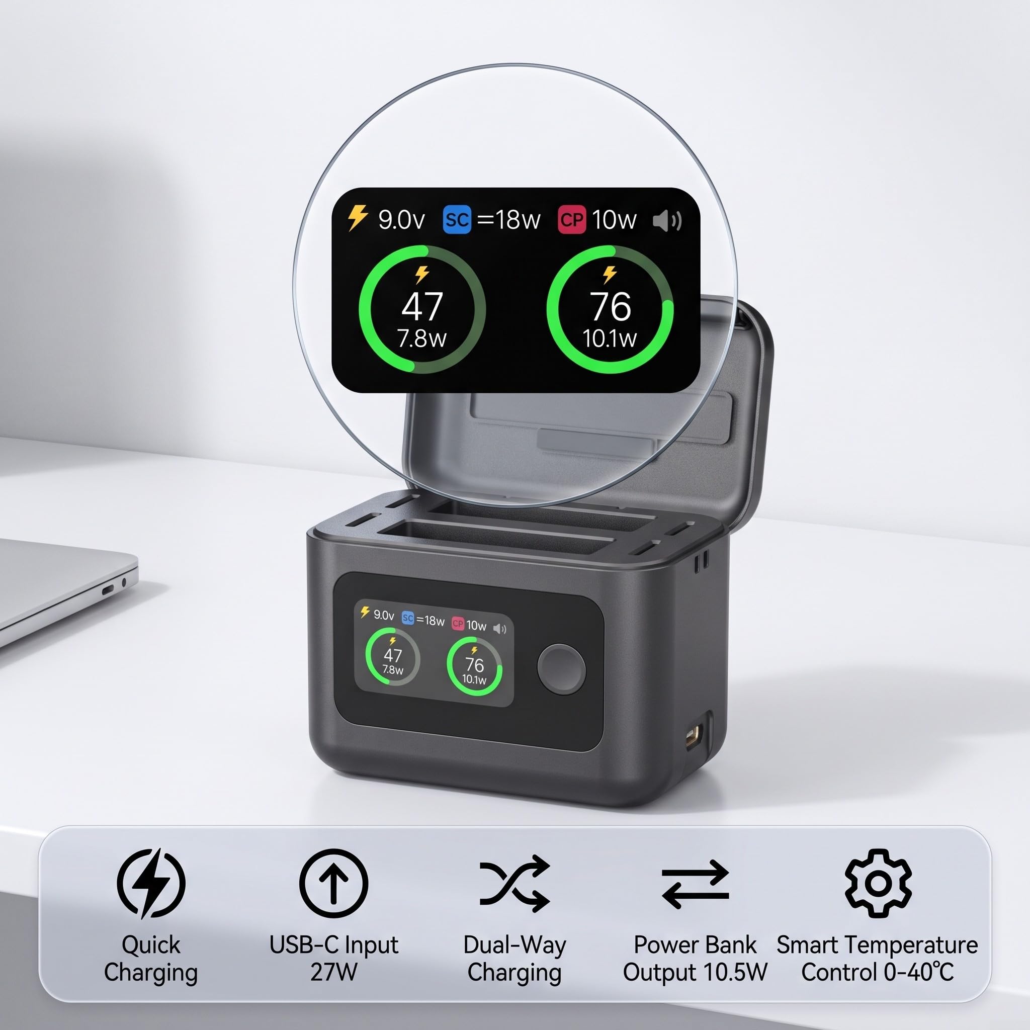 Hub di ricarica per Insta360 X6, caricatore rapido da 27 W con display LED