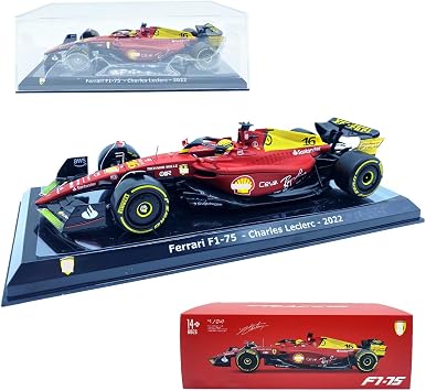 HTLNUZD 2022 Bbuago1/24 F1-75#16 Formula One for Ferrari 75th Anniversary Leclerc Alloy 124 F1-75th #16 Racing Car Die Cast Collection Model Collectible
