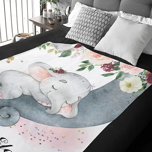 Miniatura 18 de Manta de bebé personalizada con nombre, mantas de bebé de elefante personalizadas para niñas, regalos de bebé, productos para bebés, mantas súper