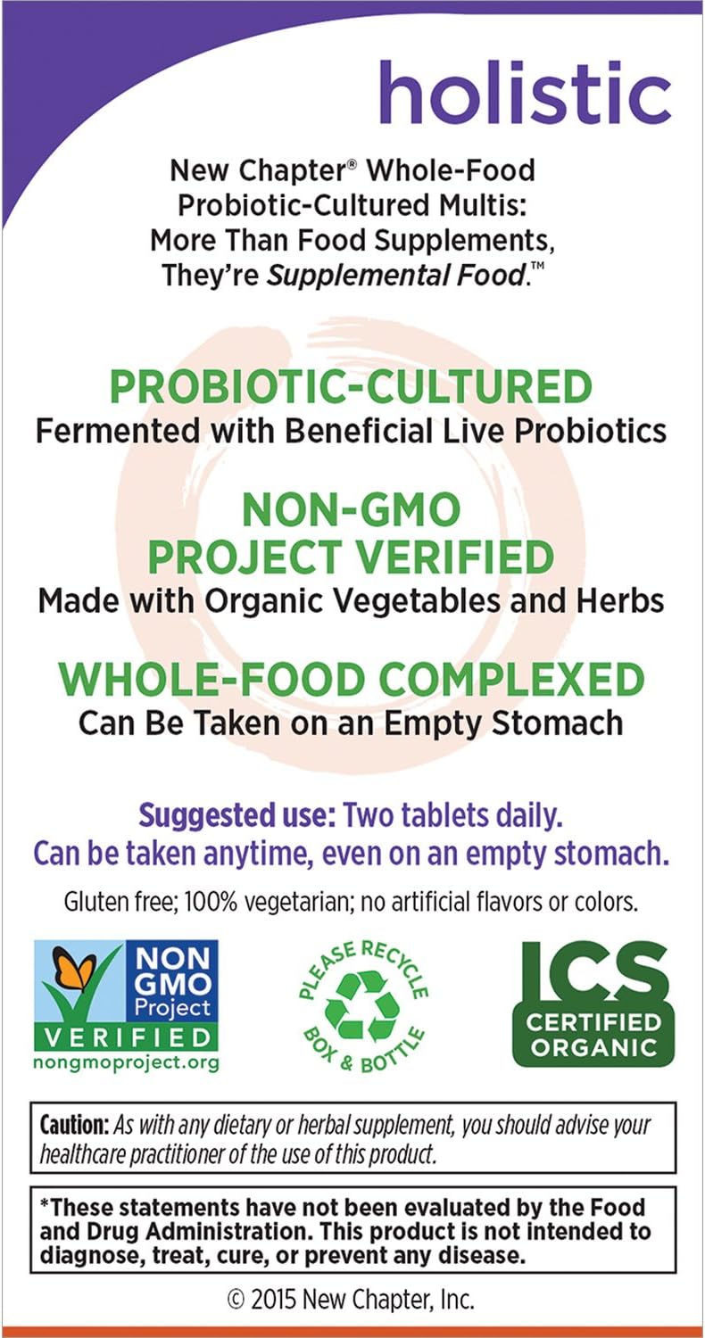 New Chapter Men's Multivitamin + Immune Support, Men’s Advanced Multi (Formerly Every Man), Fermented with Whole-Foods & Probiotics + Selenium + B Vitamins + Vitamin D3 - 48 ct