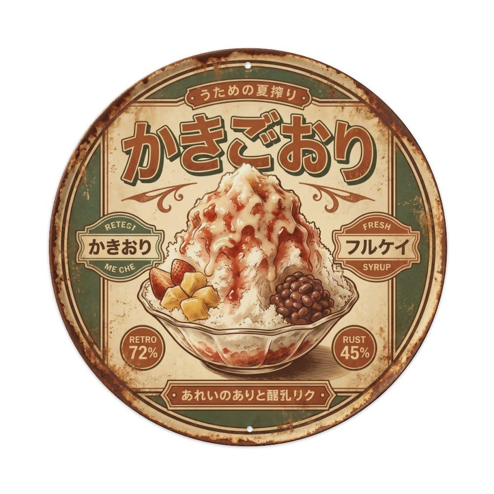 Cxhjca 8X8inch(20X20cm) Kakigori Japanese Dessert Retro Americana Festival Metal Tin Sign