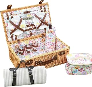 Cuisine Maison Panier à Pique-Niques Panier Pique-nique En Osier À La Main Avec Compartiment Isolé Panier De Pique-nique Isolé Portable Avec Couvercle En Osier Panier De Pique-nique Conservation des a