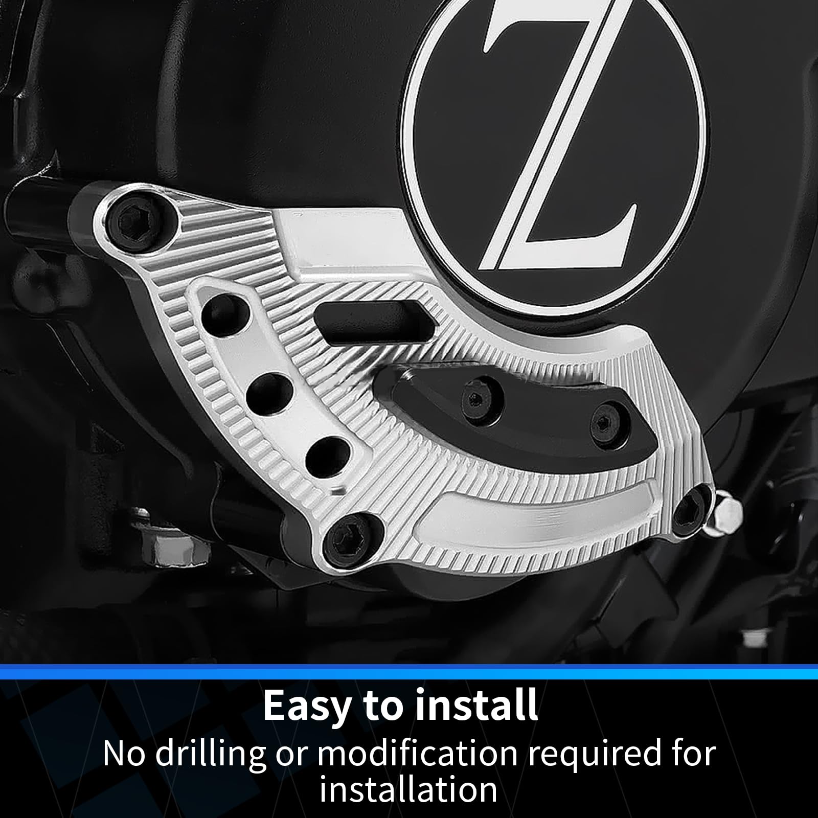 Motor Schutz Cover mit Kurbelgehäuse Abdeckung Kit - CNC Aluminium für Kawasaki Z900RS Z900 (Modell 2018-2024) (schwarz)