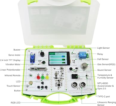 ELECROW All-in-one Starter Kit for Pico 2 RP2350 with Common Board Design and Online Tutorials, 17 Sensors and 21 Lessons