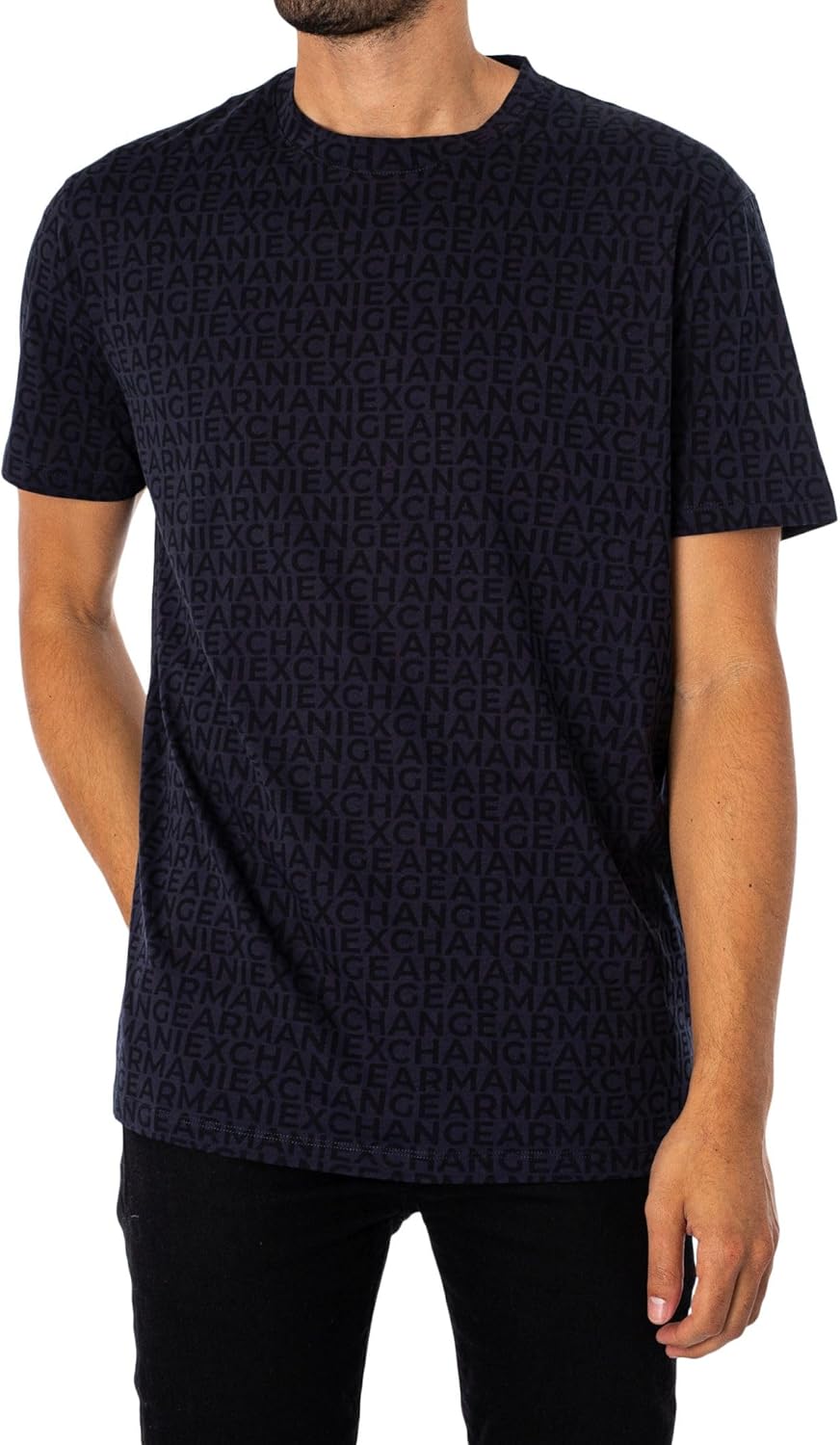 Armani Exchange Mens All Over Logo Print Regular Fit Tee