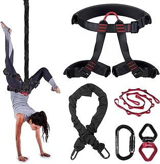 DASKING Upgraded Ariel Yoga Bungee Fitness Equipment Set, Adjustable Bungee Fitness Harness, Cord Workout Equipment for Ho…