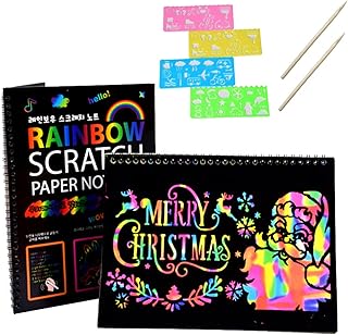 Scratch Paper Art for Kids,Rainbow Magic Scratch Off Art Crafts Set Supply Drawing Note Kit for Girls Boys Toddler Party Favor Activity Game Birthday Christmas Easter Toy Gift (20 sheets (16K) + Painting templates)