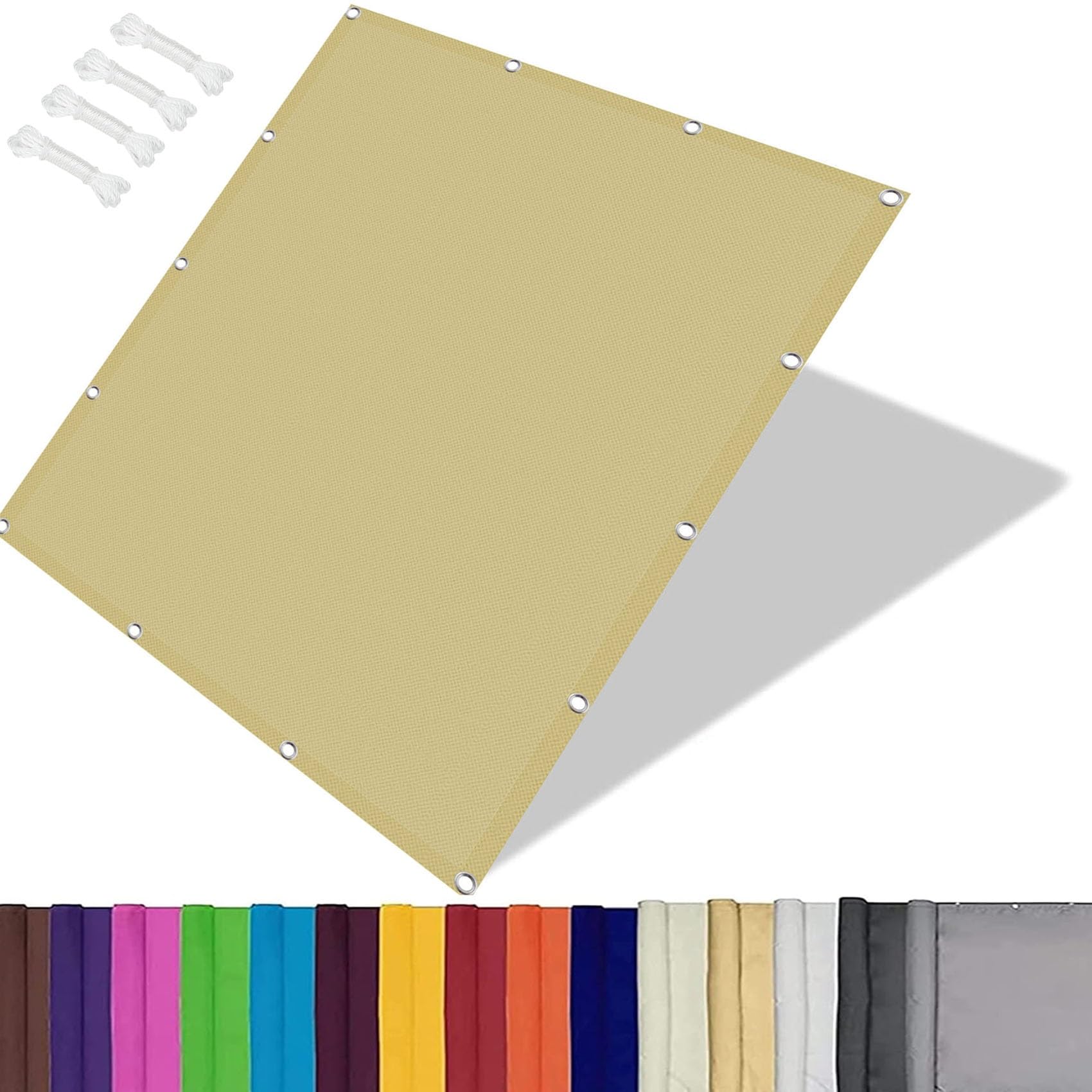 Voile d'ombrage 2.5x2.5m jaune sable avec oeillets contre la chaleur