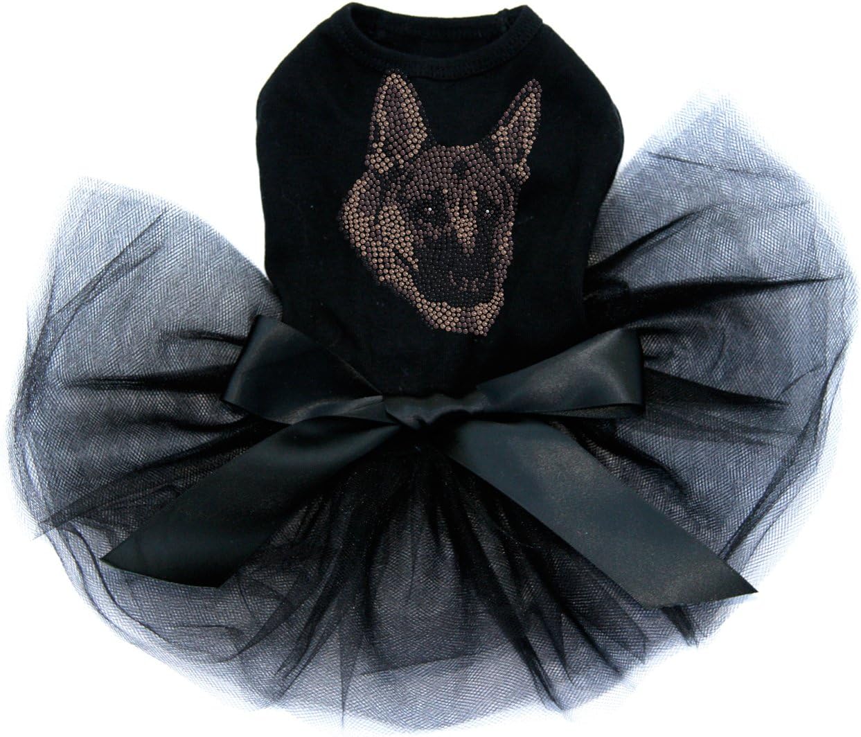 German Shepherd Bling Rhinestone Dog Tutu Dress, L Black