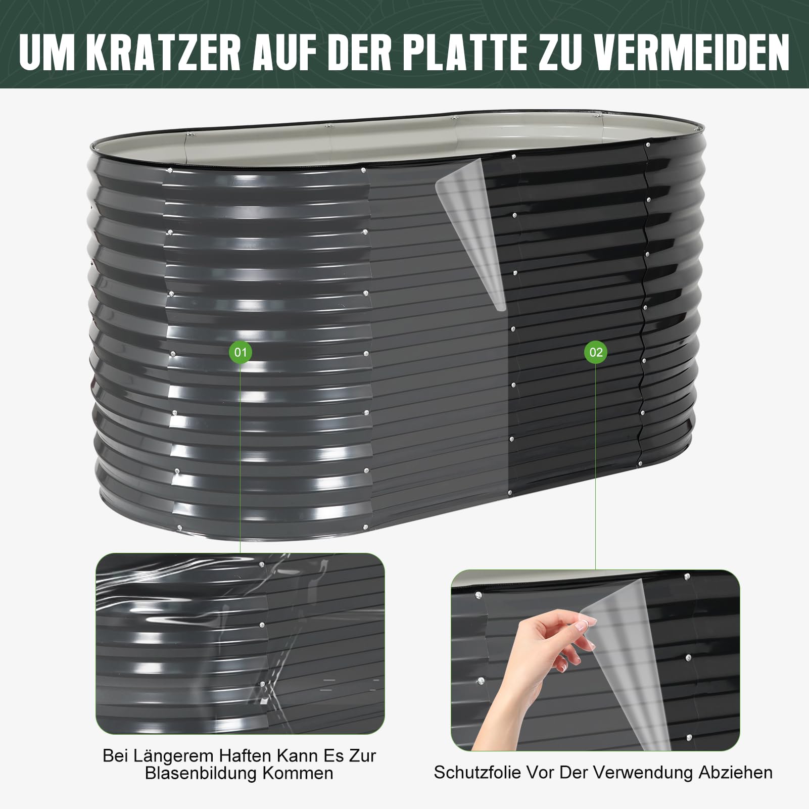 WILLOW WEAVE Hochbeet Metall, 160 x 80 x 80 cm, Stahl verzinkt, Ovale | Gemüsebeet ideal für den Garten – wetterfest & langlebig, inkl. Drahtgitter gegen Wühlmäuse, für Gemüse, Kräuter & Blumen