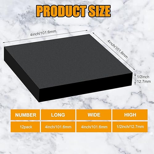 Miniatura 3 de 12 láminas de espuma negra con respaldo adhesivo, hoja de espuma de celda cerrada, autoadhesiva, antideslizante, aislamiento EVA, almohadilla