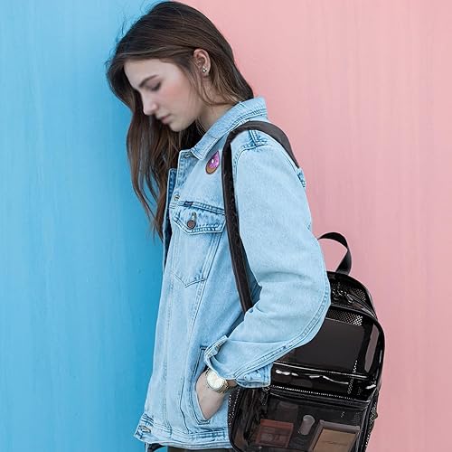 Miniatura 5 de BTOOP Mini mochila transparente para eventos de estadio de 12 x 12 x 6 pulgadas, pequeña mochila transparente transparente para conciertos y