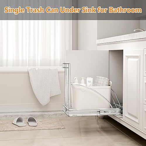 Miniatura 4 de ANASTA Cubo de basura extraíble debajo del gabinete organizador extraíble ajustable para basureros debajo del fregadero de la cocina cestas de