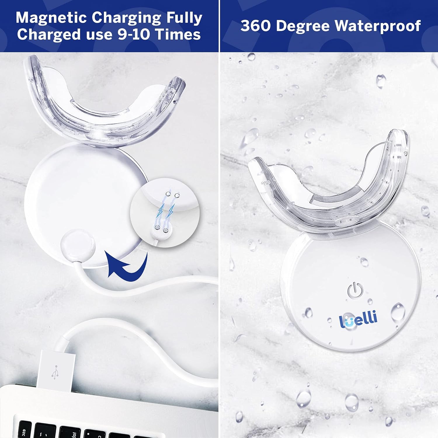 Luelli Teeth Whitening Kit with 32 LED Lights | Teeth Whitener for Sensitive Teeth, Enamel Safe, Professional Wireless Tooth Whitening Kit with Tray and (3)Whitening Gel Pen for Home, Travel : Beauty & Personal Care