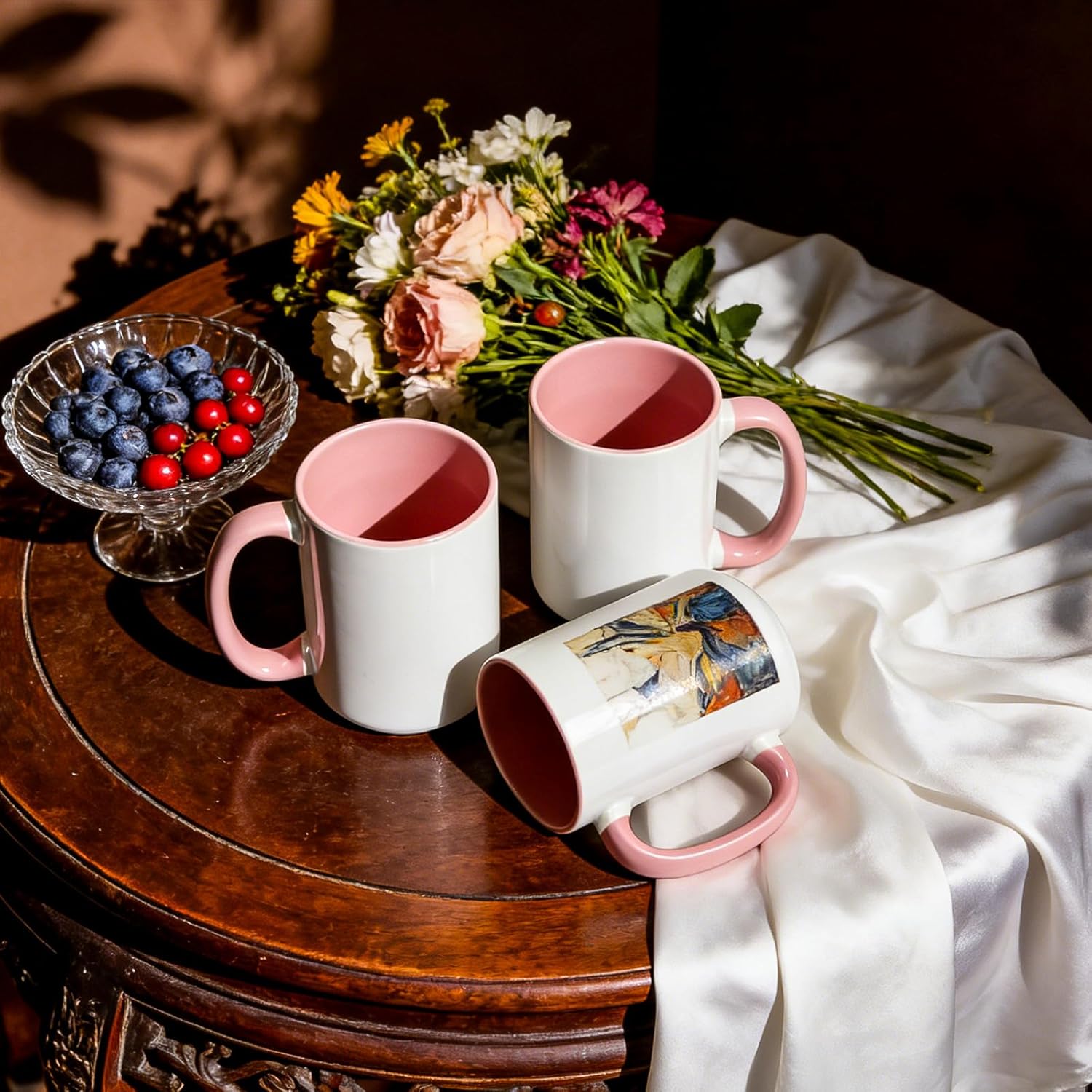 Sublimation Mugs 15 oz, Sublimation Blanks, Bulk Ceramic Coffee Mugs, Cups for Gift, Party, Business with Single box, Microwave and Dishwasher Safe, Pink Set of 12