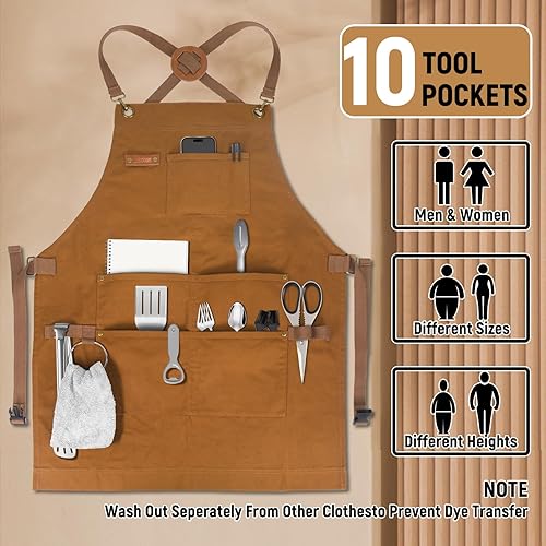 Miniatura 2 de Professional Chef Apron, 100% Cotton Canvas, Perfect for Cooking, Grilling, BBQ, and Kitchen Work, Durable & Stylish