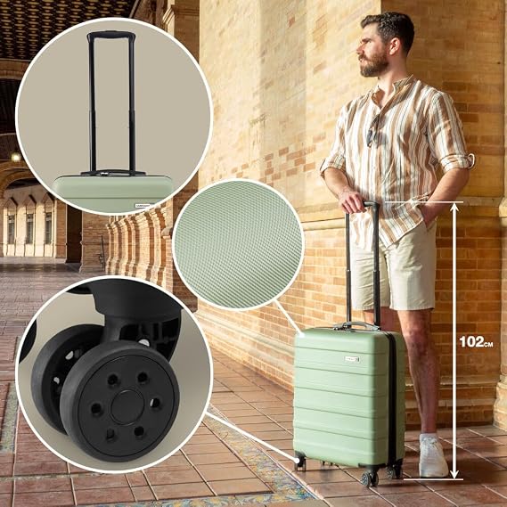 Cabin Max Anodized Carry On Suitcase 18x14x8 45x36x20cm Lightweight Hand Luggage Suitable for Under Seat Easy Jets, Graphite, 55 x 40 x 20 cm, Trolley