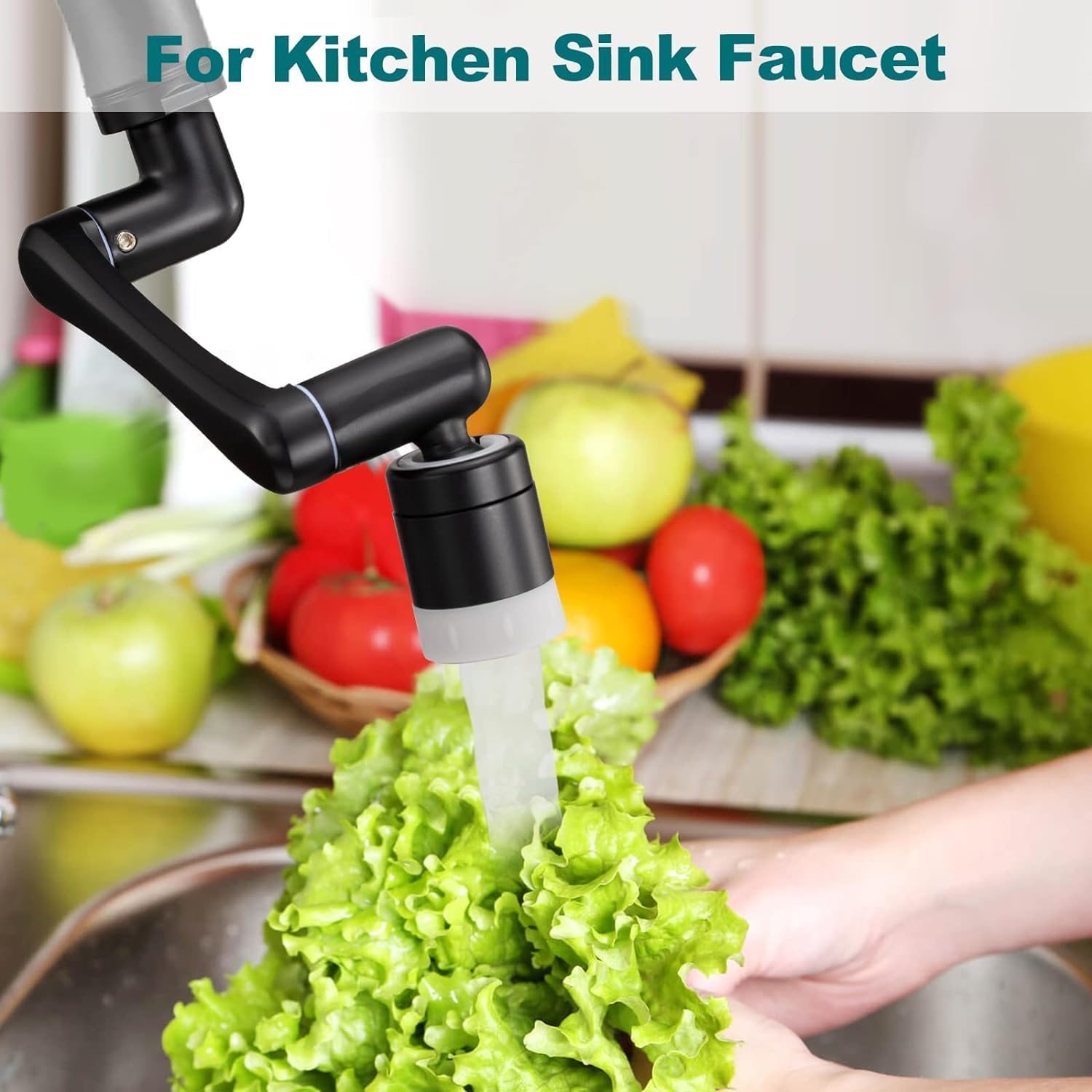 1440° Faucet Extender, UTOURS 1080° Rotatable Faucet Aerator, 360° Swivel Faucet Attachment, Arm Swivel Extension Faucet Aerator, Faucet Extender for Bathroom Sink Kitchen (3PCS Black)