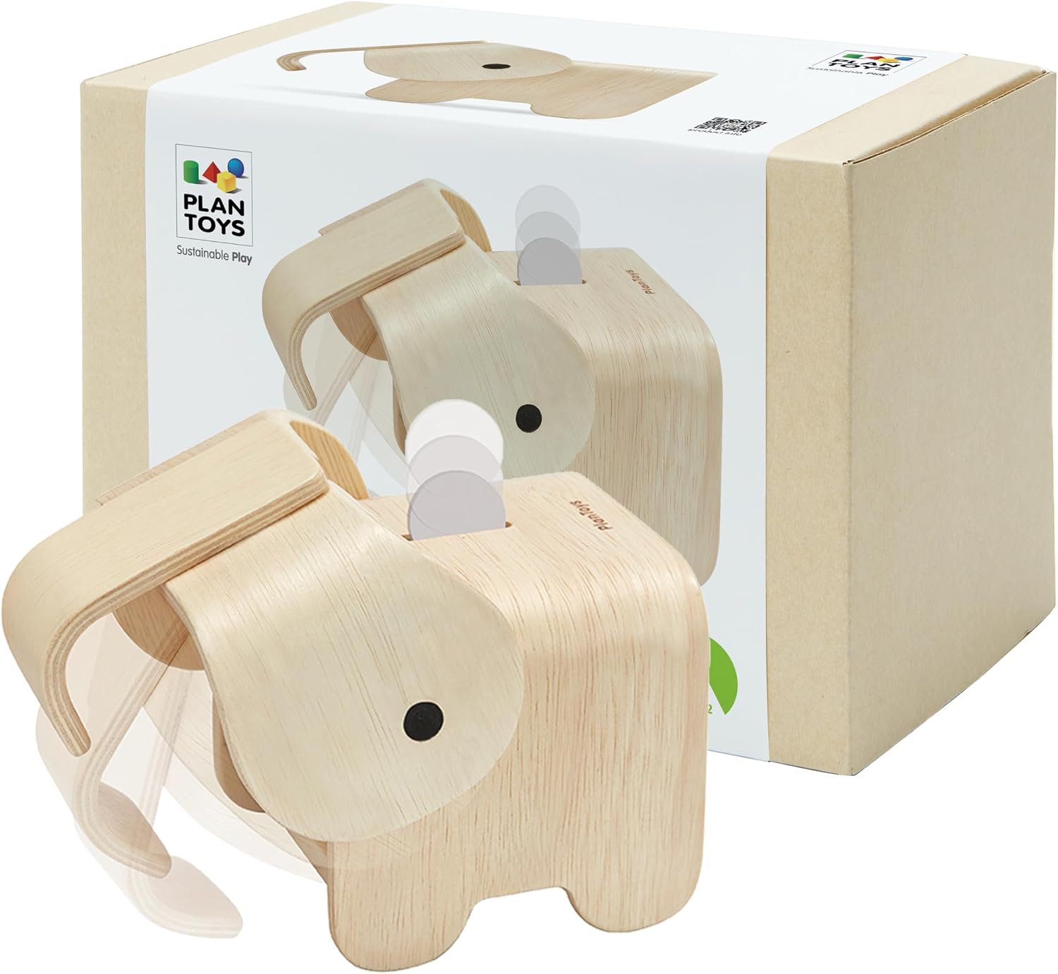 PlanToys® Wooden Elephant Bank for Montessori Inspired Early Saving Habits | Coin Bank for Practical Life Skill Building | Eco Friendly Wooden Elephant Money Bank for Home or Playroom Décor