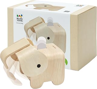 PlanToys® Wooden Elephant Bank for Montessori Inspired Early Saving Habits | Coin Bank for Practical Life Skill Building | Eco Friendly Wooden Elephant Money Bank for Home or Playroom Décor