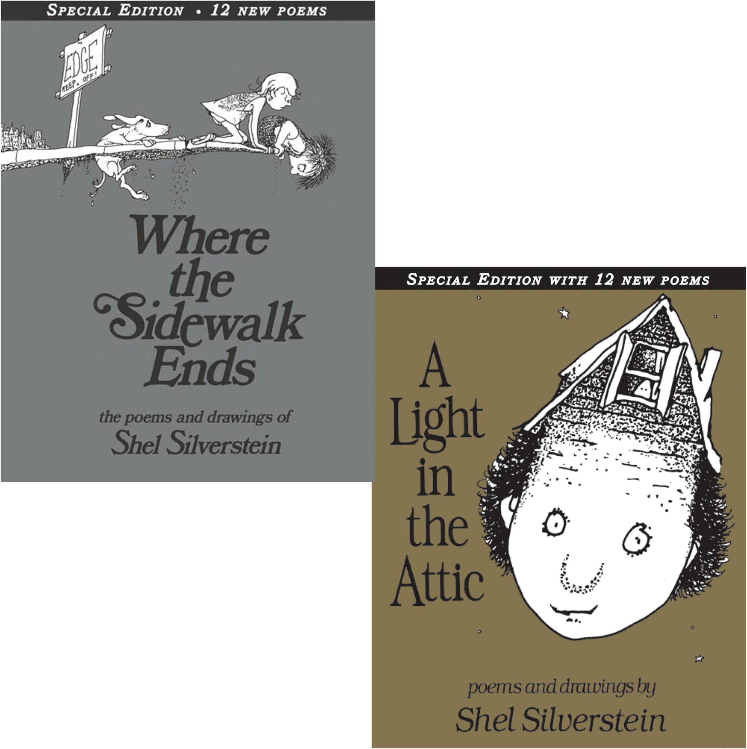 Shel Silverstein Pack 2 Book Set: Where the Sidewalk Ends and A Light in the Attic