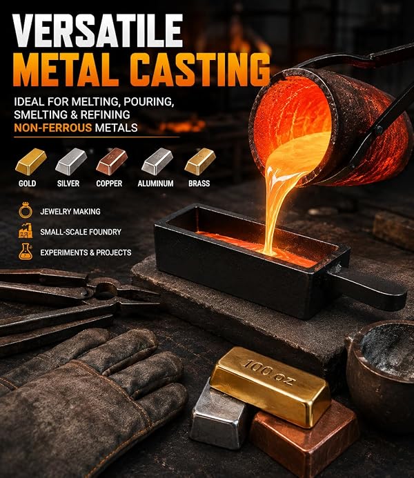 DearChan 100 oz Cast Iron Ingot Mold for Gold/Silver/Copper Melting & Casting by DearChan - Used condition - Image 3