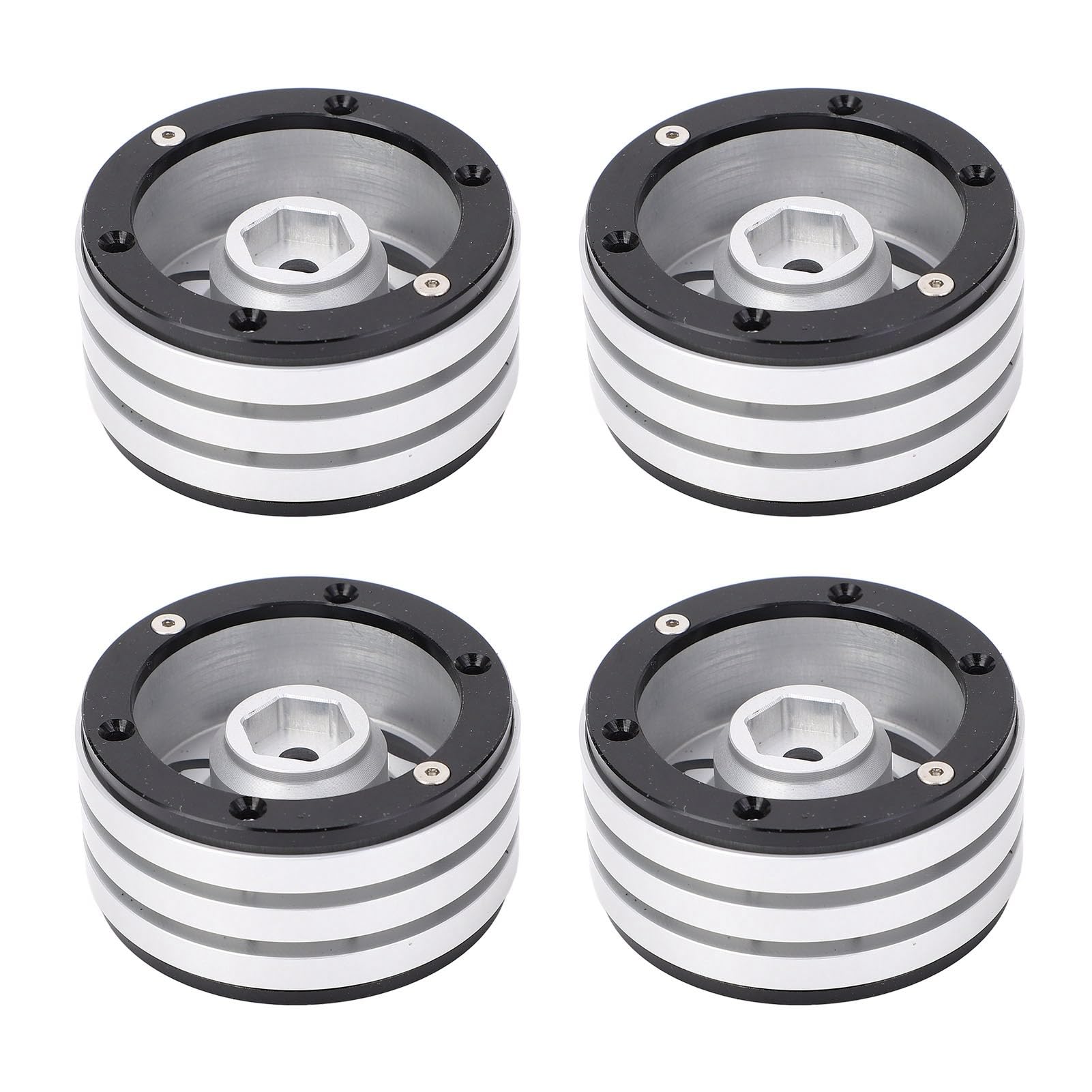 SUNGOOYUE Opony do Zdalnie Sterowanego Samochodu, Piasta Koła ze Stopu Aluminium 1,9 Cala, Solidna Konstrukcja, Zwiększona stabilność, Doskonałe do Modeli Gąsienicowych w Skali 1/10 (SILVER)