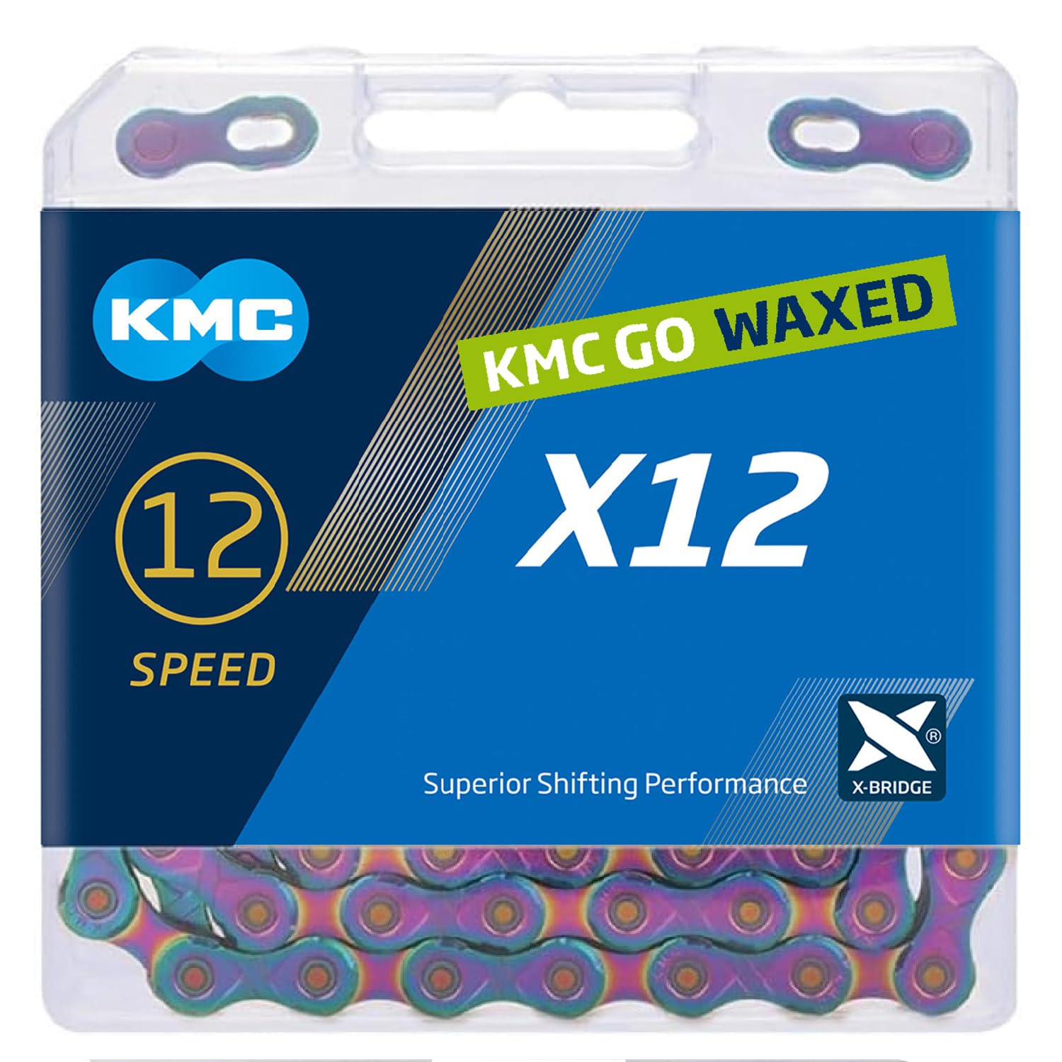 KMC X12 Waxed 12 Speed Chain, Aurora Blue, 126 Link
