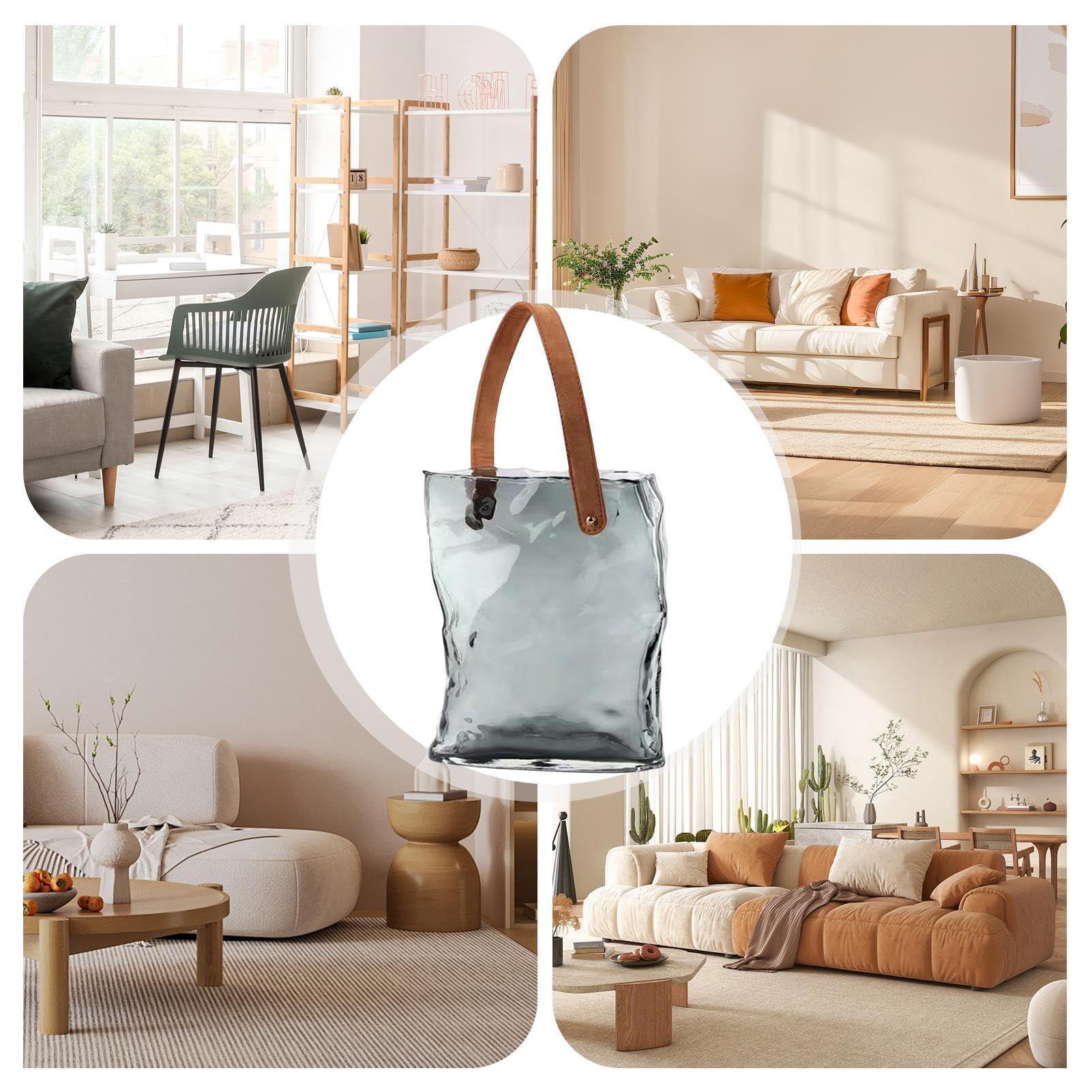 Taschenvase für Blumen Moderne Wohndeko Tischdekoration | Dekorative Glasvasen für Blumen für Wohndeko Schlafzimmer Wohnzimmer Büro Landhausstil Geburtstag Einweihung Hochzeit Party