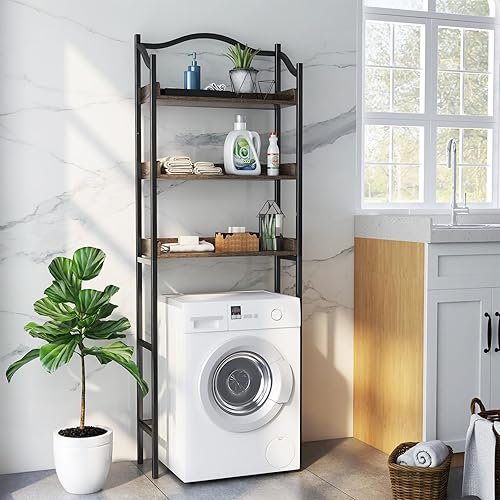 Miniatura 4 de Giantex Estante de 3 niveles sobre el inodoro, ahorro de espacio de baño independiente con 3 estantes abiertos y marco de metal resistente, estante