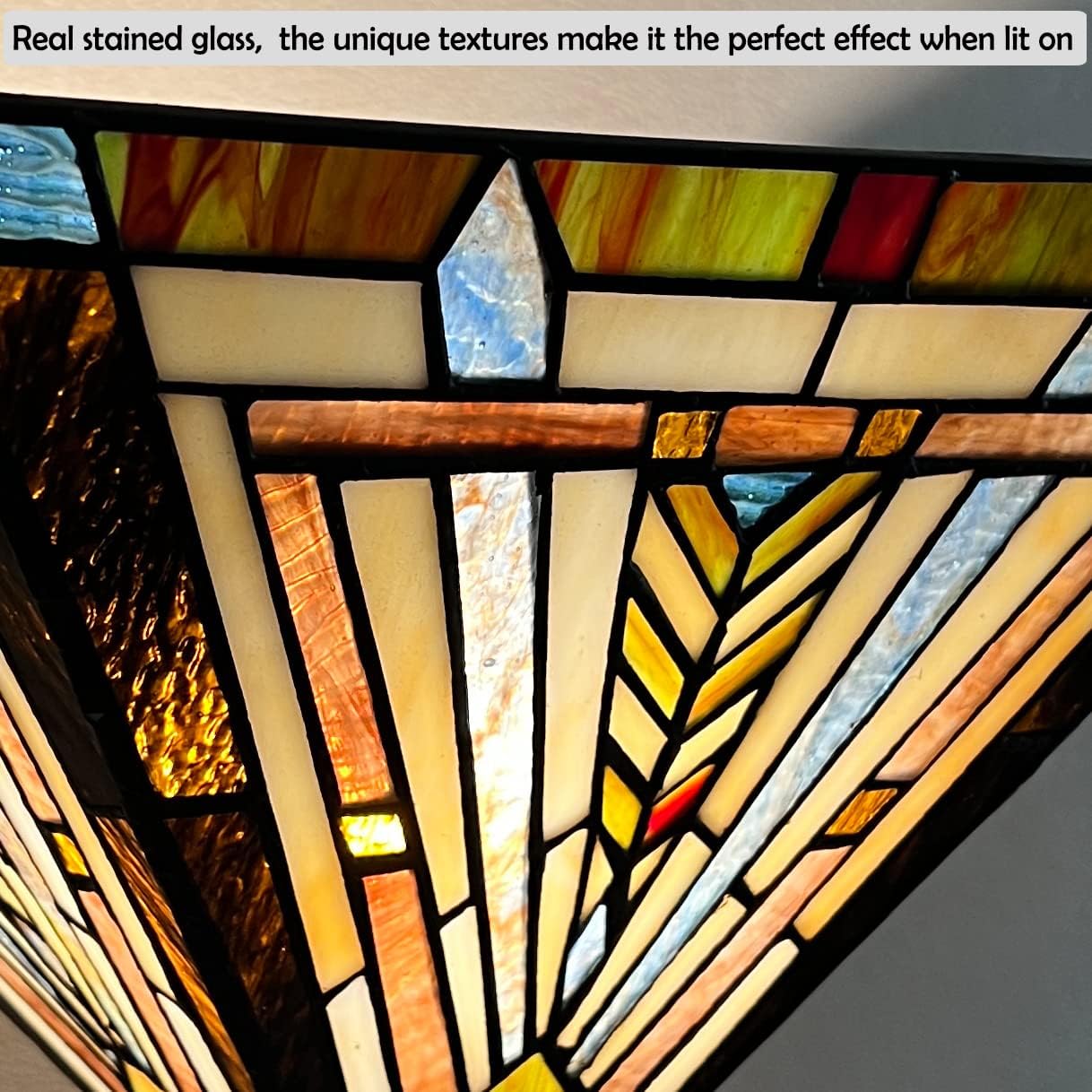 Tiffany Torchiere Floor Lamp,Stained Glass Lamp Shade,Vintage Antique Mission Tiffany Style Standing Light for Living Room and Bedroom