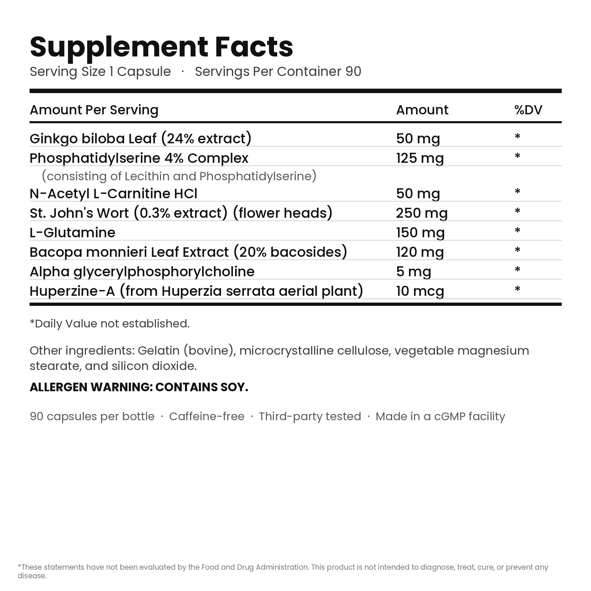 Brain Supplements for Memory and Focus, Caffeine Free, 90 Ct — Amazon image 8