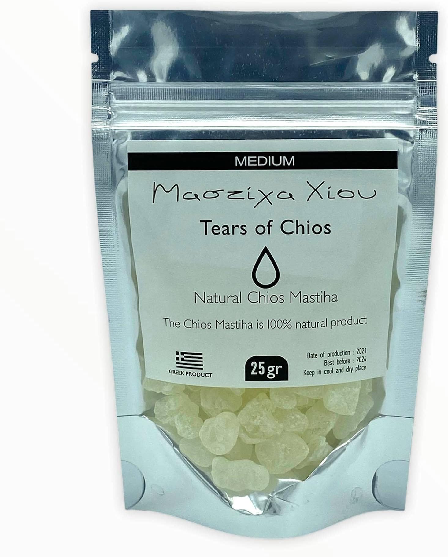 Chios Mastiha Pack 25gr (0.88oz) ฮedium Tears,100% Natural Mastic Gum,Resin Of Mastiha Tree,From Real Mastic Growers