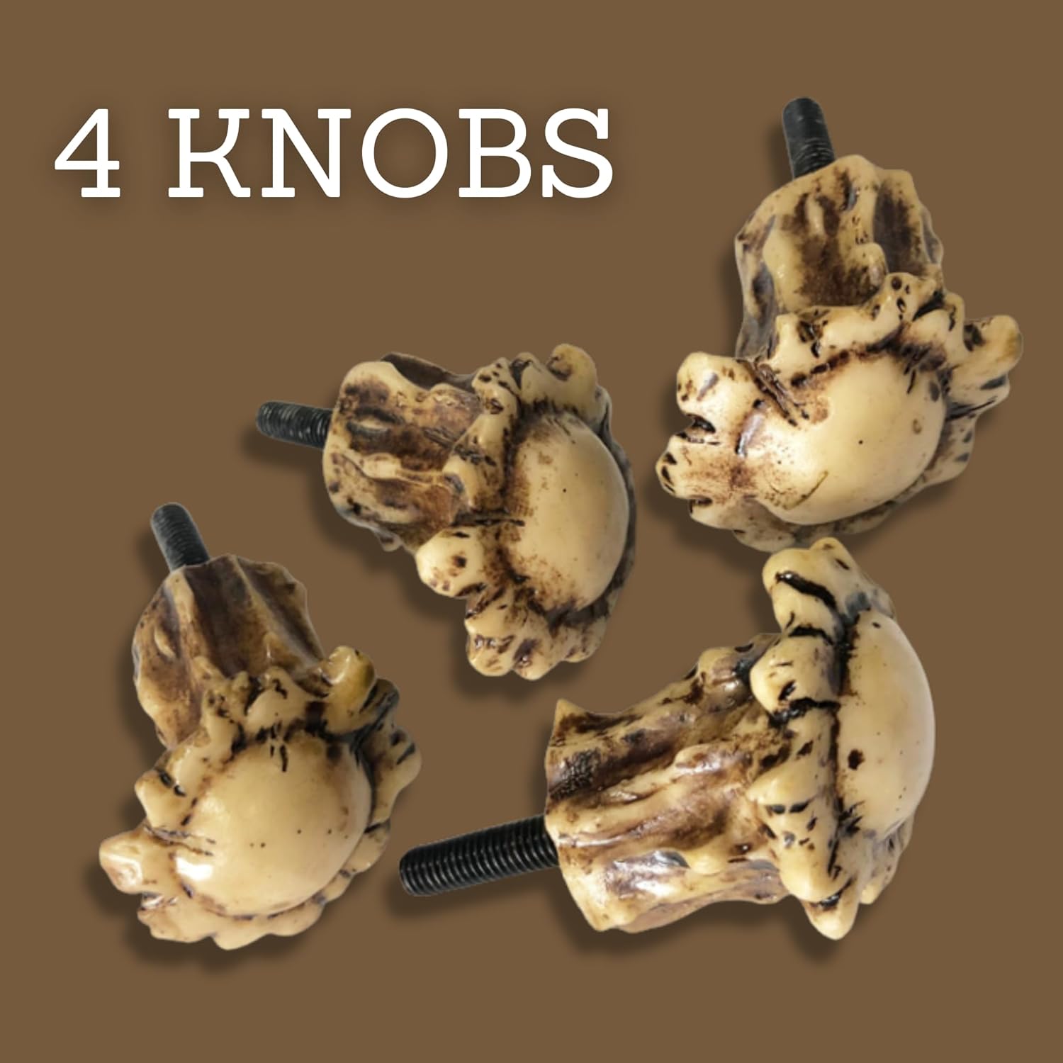 Needzo Antler Crown Drawer Knobs, Screws Included, Deer Handle Accessory for Dressers, Cabinets, More, Rustic Cabin Decorations, 2.5 Inches (Pack of 4)