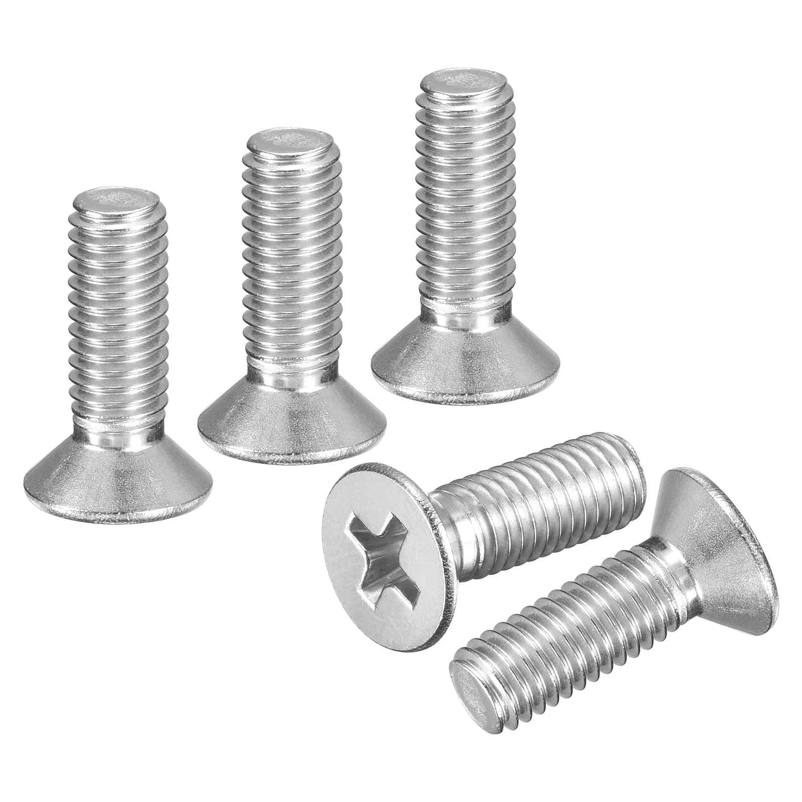 DTGN M5-0.8x16 Flat Head Countersunk Machine Screws - 40pcs - Good for Furniture and Machinery - 304 Stainless Steel Phillips Machine Screws Bolts - Silver — image 1