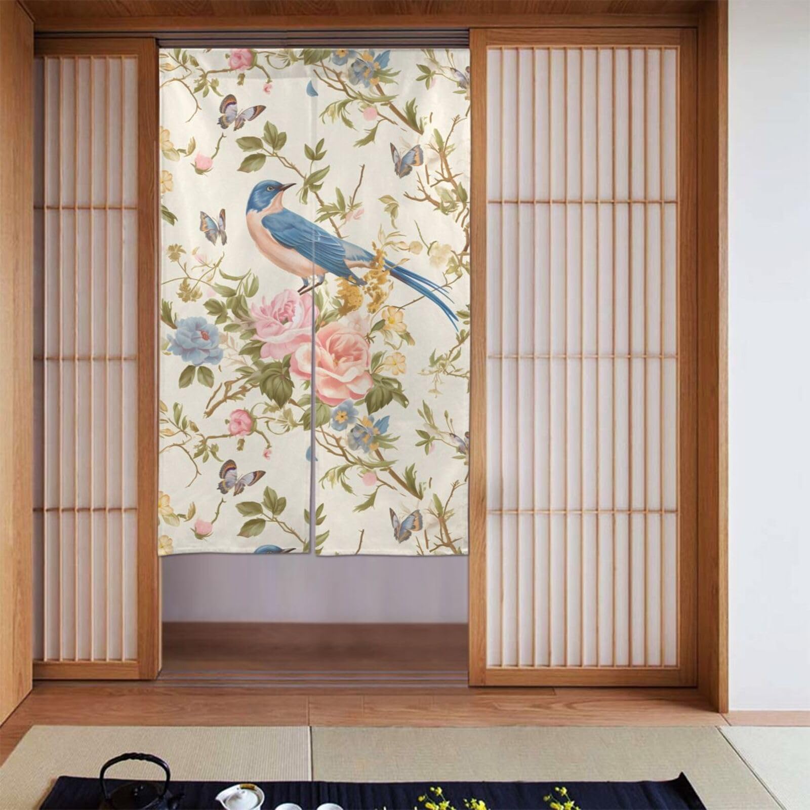 Rideaux occultants oiseaux et fleurs pour créer une ambiance cocooning dans votre chambre