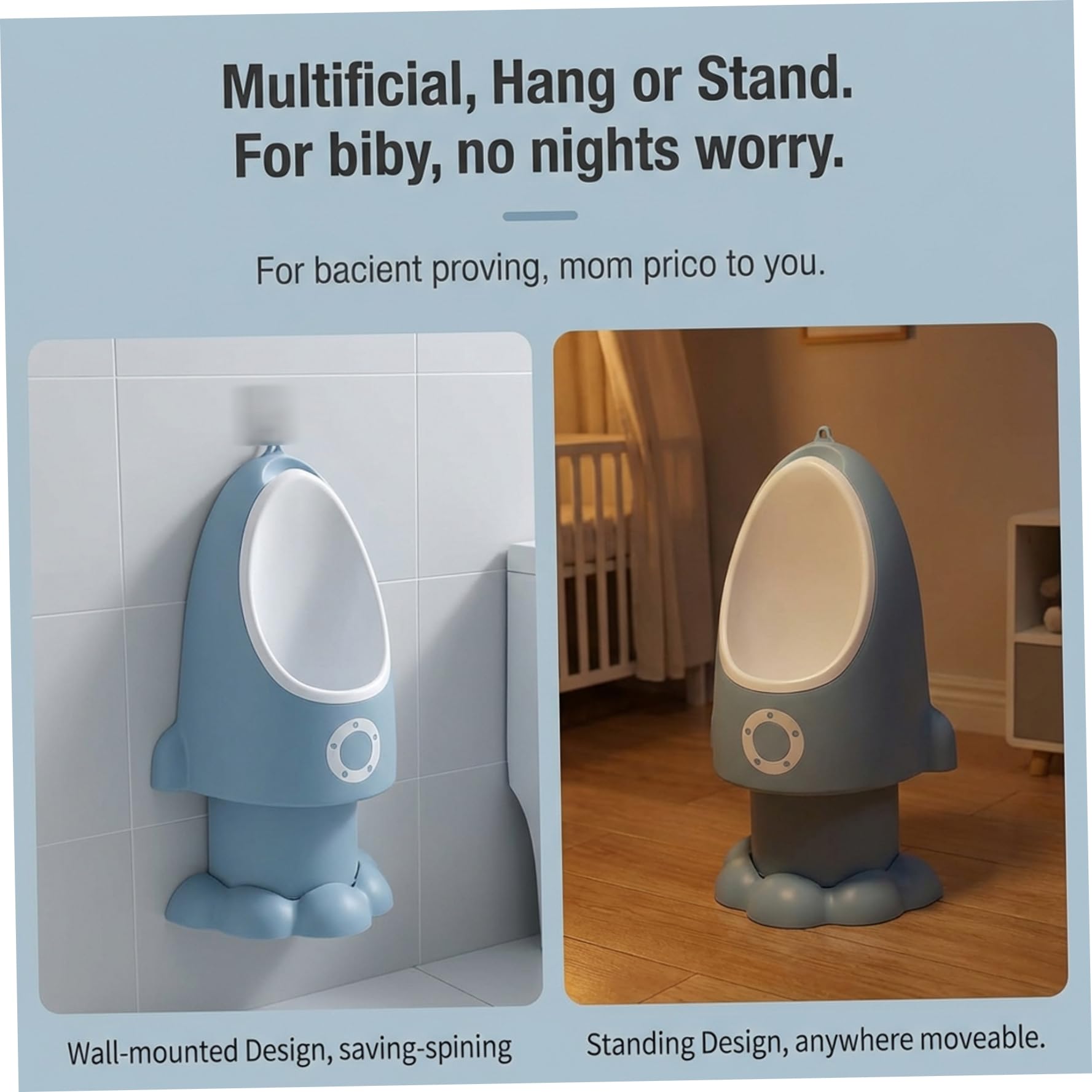 Kleinkind-Urinal, verstellbares, spritzwassergeschütztes Baby-Töpfchen mit lustiger Cartoon-Form zum Aufhängen/Stehen, leicht zu reinigendes Trainings-Töpfchen für Jungen von 1–6 Jahren, Grün, Baby
