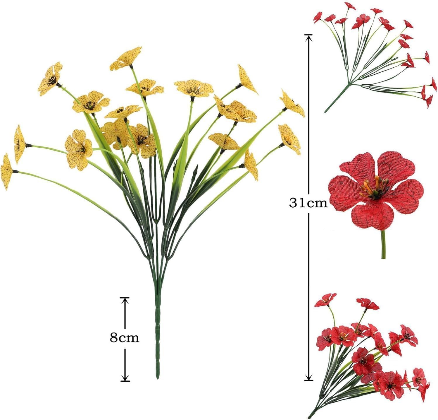 Artificial Sunset Mums, Artificial Outdoor Sunset Mums Flowers-for Outside Porch Garden Pots Planters Autumn Fall Decor,UV Resistant, Waterproof, Windproof,Look Real (20 Bundle,B-White)