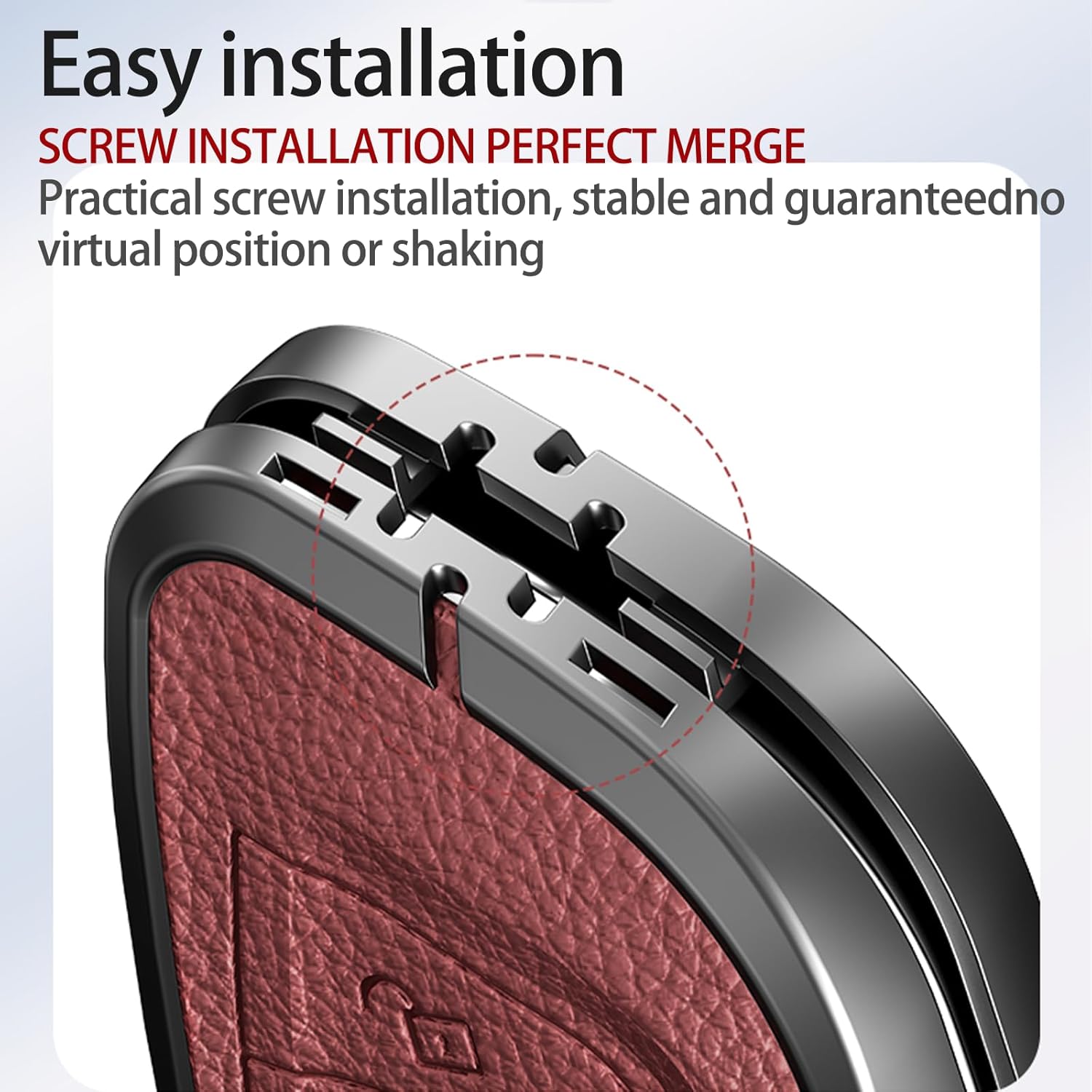 Key Fob Cover & Keychain Set Compatible with BMW 2/5/6/7/X1/X3/X5/X6/GT/330i Series – Metal Shell Protection with Premium Leather(Bordeaux Red) - Image 4