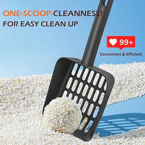 Cat Pooper Scooper, 2 in 1 Cat Litter Scoop with Holder Stand Cat Stuff Cat Scooper for Litter Box Cat Accessories Cat Supplies Kitty Litter Scoop Heavy Duty and Easy Clean Scoop Away Cat Litter