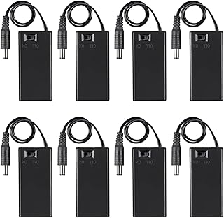 AEDIKO 8pcs 9V Battery Holder 9V Battery Holder with ON/Off Switch 9V Battery Case with DC 5.5 x 2.1mm Plug Leads 9V Battery Case Holder with Cover Storage Case Holder (with DC 5.5 x 2.1mm Plug)