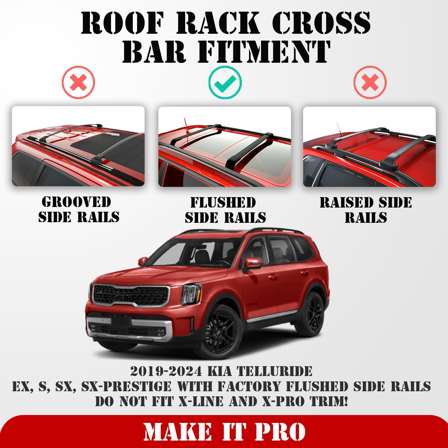 KitsPro 260lb Roof Rack Cross Bars For 20192024 Kia Telluride