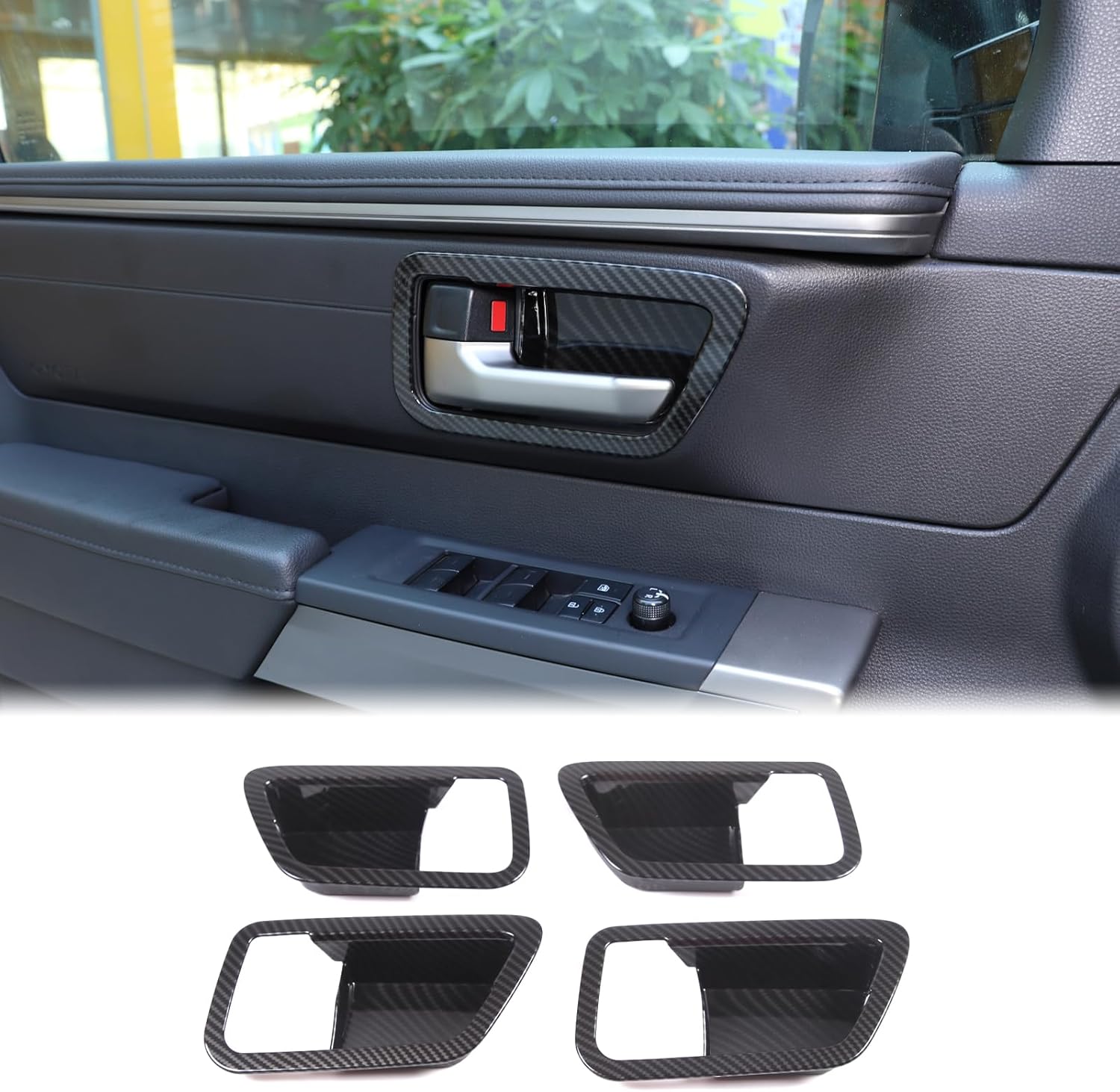 Aunginsy 4PCS Inner Door Handle Bowl Trim Cover Compatible with Toyota Tundra/Sequoia 2022-2026, Interior Front Rear Door Grab Pull Handle Cup Bowl Scratch Protector Sticker Decoration ABS Accessories