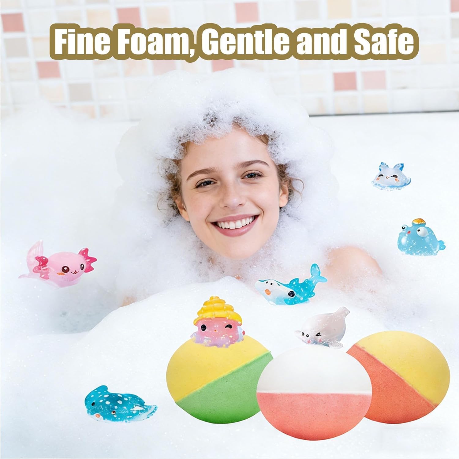 Bath Bombs with Surprise Inside, 6/12 Pack Fizzy Bubble Bath Bombs Gift Set, Dinosaur Egg & Ocean Theme Bath Fizzies, Natural Sea Salt Color Changing Spa Bath Balls (Color Ocean)