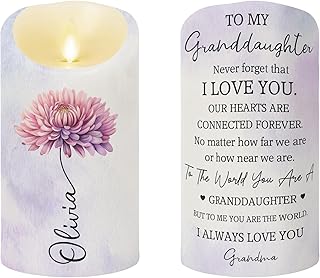 Personalized Custom LED Granddaughter Candle - to My Daughter Never Forget That I Love You, Granddaughter Encouragement Candle, Appreciation Thank You Gifts for Granddaughter