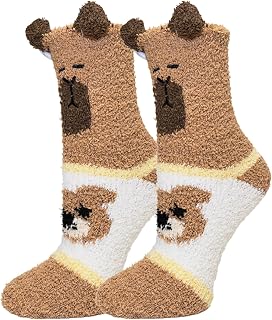 Funny Fuzzy Slipper Socks for Women - Fun Novelty Cool Cute Soft Cozy Fluffy Winter Warm Home Sleeping Socks Gifts