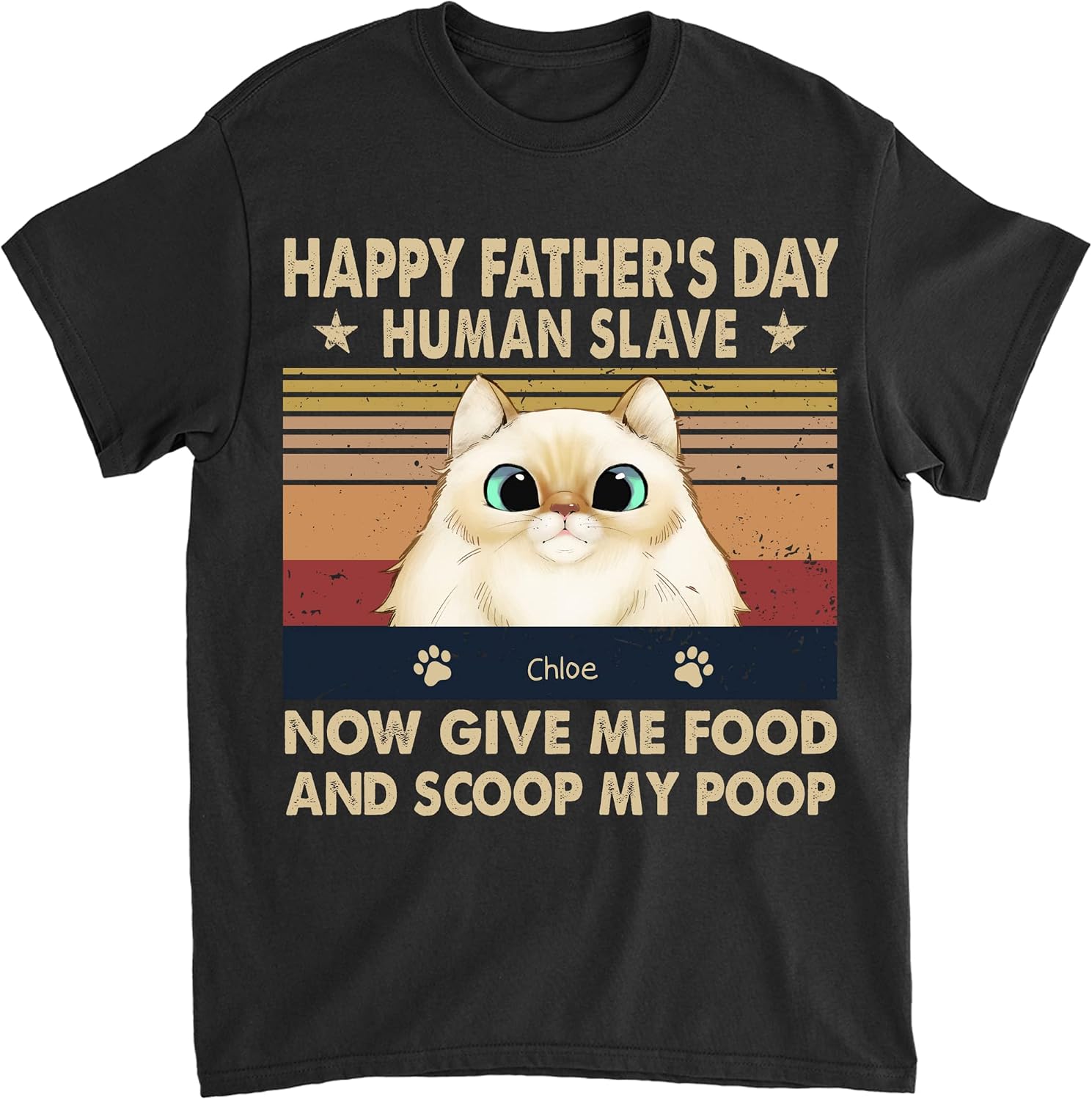 Gossby Personalized Cat Dad T-Shirt - Happy Father's Day Human Slave Custom Name Tee 2026 Gift for Men
