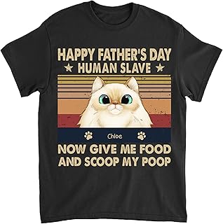 Gossby Personalized Cat Dad T-Shirt - Cat Owner Gift for Men - Custom Cat Breeds, Names - Happy for Cat Dad, Cat Lover - 1 Cat